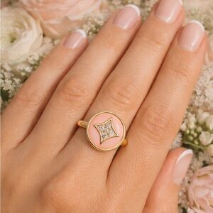 Elegant Gold and Pink Diamond Accent Ring Gift for Her